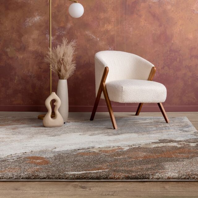 The Rug Shop UK Brown Modern Abstract Polypropylene Easy To Clean Area Rug - Size: 200 cm x 290 cm - image 1