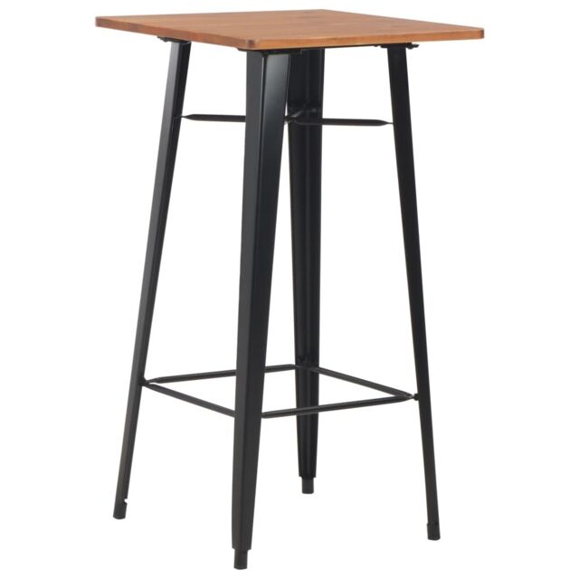 Berkfield Home Bar Table Black 60x60x108 cm Solid Pine Wood Steel - Size: 60 x 60 x 108 cm - image 1