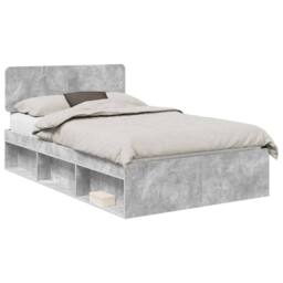 Berkfield Home Bed Frame with Headboard Concerte 120 x 200 cm Solid Pine Wood in Grey - thumbnail 2
