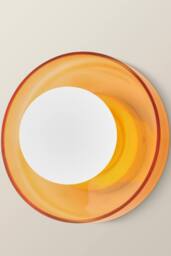 ValueLights Newbury Glass Plate with Globe Shade IP44 Bathroom Wall Light in Amber - thumbnail 3
