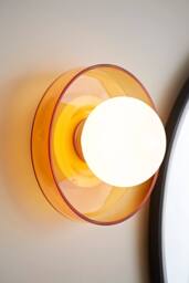 ValueLights Newbury Glass Plate with Globe Shade IP44 Bathroom Wall Light in Amber - thumbnail 1