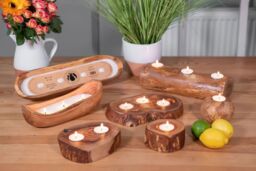 Verano Spanish Ceramics Home Fragrance Olive Wood Boat Soy Wax Candle 35cm Wild Fig in Brown - thumbnail 4