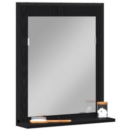 Berkfield Home Bathroom Mirror Black Oak 50x12x60 cm Engineered Wood - Size: 50 x 12 x 60 cm - thumbnail 3