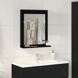 Berkfield Home Bathroom Mirror Black Oak 50x12x60 cm Engineered Wood - Size: 50 x 12 x 60 cm - thumbnail 1