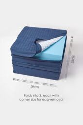 Homescapes Quilted Cotton 3 Seater Orthopaedic Booster Cushion Cover in Navy - thumbnail 4