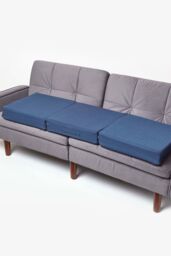 Homescapes Quilted Cotton 3 Seater Orthopaedic Booster Cushion Cover in Navy - thumbnail 2