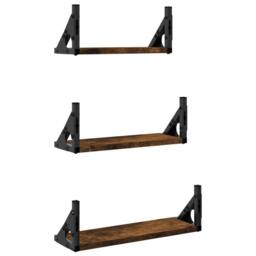 Berkfield Home Decorative 3 Piece Wall Shelf Set Smoked Oak Engineered Wood in Brown - thumbnail 6
