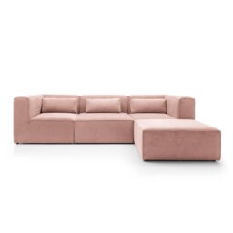 Abakus Direct Doris Corner Sofa in Pink Cord Chenille - thumbnail 2
