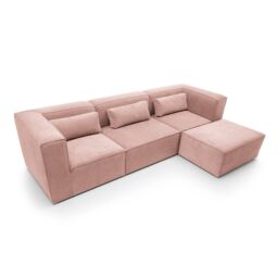 Abakus Direct Doris Corner Sofa in Pink Cord Chenille - thumbnail 3