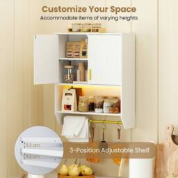Costway Wall Mounted Bathroom Cabinet Medicine Cabinet w/ 3-Color Lights in White - thumbnail 7