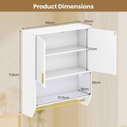 Costway Wall Mounted Bathroom Cabinet Medicine Cabinet w/ 3-Color Lights in White - thumbnail 2