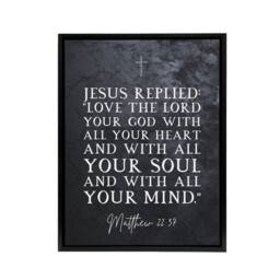 "Artery8 Matthew 22 37 Jesus Love The Lord Bible Quote Framed Canvas Wall Art Print in Grey - Size: W12"" x H16""" - thumbnail 1