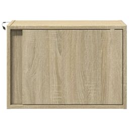 Berkfield Home Wall-mounted Bedside Cabinets with LED Lights 2 pcs Sonoma Oak in Brown - thumbnail 6
