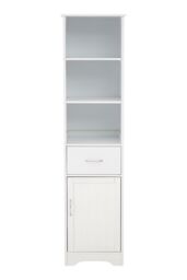 Orsina Tall White Display Cabinet With Drawer & Shelves, Narrow Storage Unit, White Storage Cabinet For Daily Use - thumbnail 6