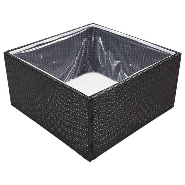 Berkfield Home Beautiful Garden Planter Black 80x80x40 cm Poly Rattan - Size: 80 x 80 x 40 cm - image 1