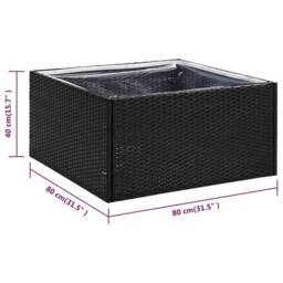 Berkfield Home Beautiful Garden Planter Black 80x80x40 cm Poly Rattan - Size: 80 x 80 x 40 cm - thumbnail 6
