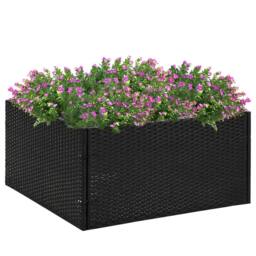 Berkfield Home Beautiful Garden Planter Black 80x80x40 cm Poly Rattan - Size: 80 x 80 x 40 cm - thumbnail 2