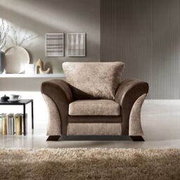 Abakus Direct Farrow Crushed Chenille Armchair in Brown & Beige