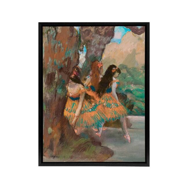 "Artery8 Young Ballet Dancers On Stage Degas Black Framed Canvas Wall Art - Size: W12"" x H16""" - image 1