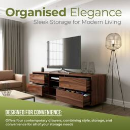 "Centurion Supports AVITUS TV Cabinet for up to 65"" Flat Screen TVs Entertainment TV Unit in Walnut" - thumbnail 4
