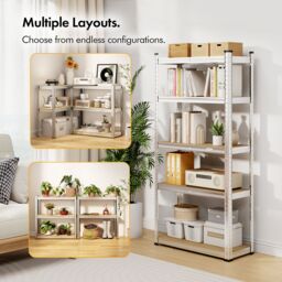 VonHaus Pack of 3 Five Tier 1.5m Garage Shelving Units in Silver - thumbnail 3