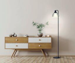 Loops Floor Lamp Light Black Shade Black Transparent Glass Vaporized Bulb E27 1x60W - thumbnail 3
