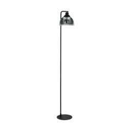Loops Floor Lamp Light Black Shade Black Transparent Glass Vaporized Bulb E27 1x60W