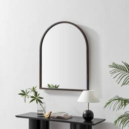 FurnitureboxUK Valerie Walnut Wood Medium 110x80cm Overmantle Arch Mirror - Size: 110x80 cm - thumbnail 1