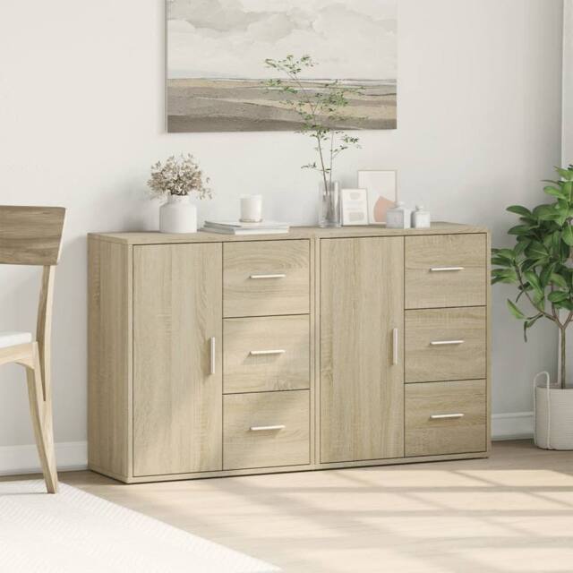 Berkfield Home Sideboards 2 pcs Sonoma Oak 60x31x70 cm Engineered Wood in Light Tan - Size: 60 x 31 x 70 cm - image 1