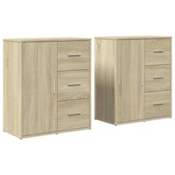 Berkfield Home Sideboards 2 pcs Sonoma Oak 60x31x70 cm Engineered Wood in Light Tan - Size: 60 x 31 x 70 cm - thumbnail 3