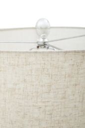 Orsina Silver & Ivory Table Lamp, Tall Ribbed Glass Column with Silver Metal Rings, Modern Table Light - thumbnail 4