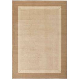 THE RUGS Designer Velours Band Rug Polypropylene Short Pile Rug & Runner in Beige - Size: 120 cm x 170 cm - thumbnail 1