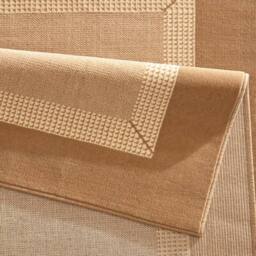 THE RUGS Designer Velours Band Rug Polypropylene Short Pile Rug & Runner in Beige - Size: 120 cm x 170 cm - thumbnail 2