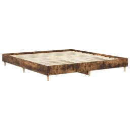 Berkfield Home Bed Frame without Mattress Smoked Oak 160x200cm Engineered Wood in Brown - Size: 160x200 cm - thumbnail 4