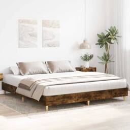Berkfield Home Bed Frame without Mattress Smoked Oak 160x200cm Engineered Wood in Brown - Size: 160x200 cm - thumbnail 3