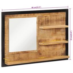 Berkfield Home Mirror with Shelves 80x8x55 cm Glass & Solid Wood Mango in Brown - Size: 80 x 8 x 55 cm - thumbnail 7
