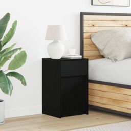Berkfield Home Bedside Cabinet Black oak 38 x 34 x 61 cm Particle board - thumbnail 1