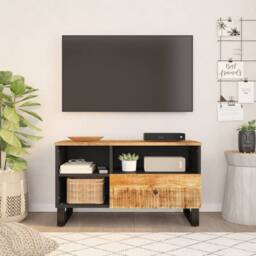 Berkfield Home TV Cabinet 80x33x46 cm Solid Wood Mango&Engineered Wood in Brown - Size: 80 x 33 x 46 cm - thumbnail 1