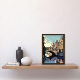 Artery8 Bridge of Sighs Cambridge University on Cam River Artwork Framed Wall Art Print A4 in Brown - thumbnail 2