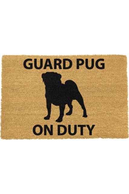 Artsy Mats Guard Pug doormat - Regular 60x40cm in Black - Size: 40 cm x 60 cm - image 1