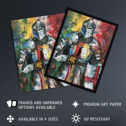 "Artery8 Templar Knight Medieval Armor Sword Painting Wall Art Print - Size: W18"" x H24""" - thumbnail 2