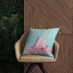 Warren Reed - Designer Flamingo Ice Cream Outdoor Cushion in Pink - Size: 45 cm x 45 cm - thumbnail 2