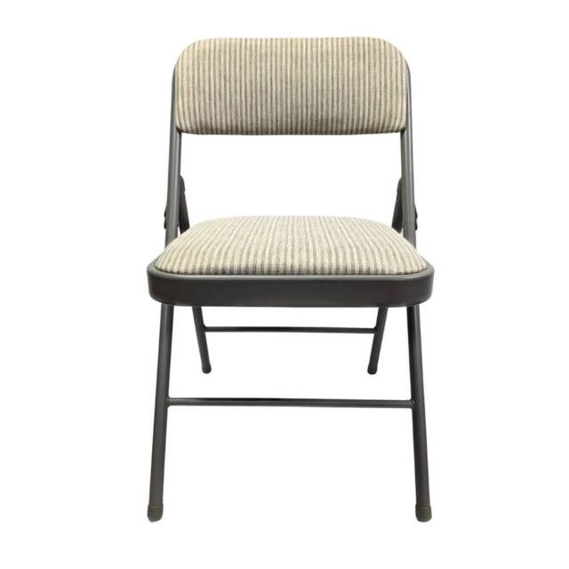 EONLION Cream New Deluxe Steel Folding Office Chair with Fabric Padded Seat - image 1