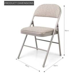 EONLION Cream New Deluxe Steel Folding Office Chair with Fabric Padded Seat - thumbnail 2