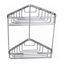 Nes Home Brass 2 Tier Corner Caddies Storage Basket Chrome in Silver - thumbnail 1