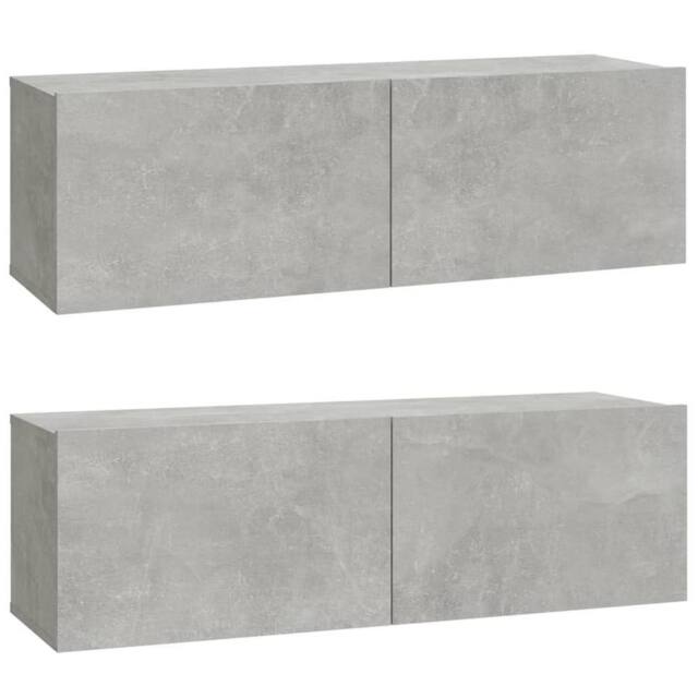 Berkfield Home Wall TV Cabinets 2 pcs Concrete Grey 100x30x30 cm Engineered Wood - Size: 100 x 30 x 30 cm - image 1