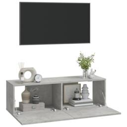 Berkfield Home Wall TV Cabinets 2 pcs Concrete Grey 100x30x30 cm Engineered Wood - Size: 100 x 30 x 30 cm - thumbnail 4