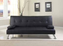 Comfy Living Ltd Italian Style Faux Leather Sofa Bed in Black - thumbnail 1