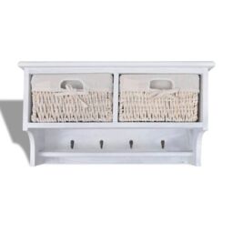 Berkfield Home Wall Shelf White 60x23.5x33 cm Paulownia Wood - thumbnail 5