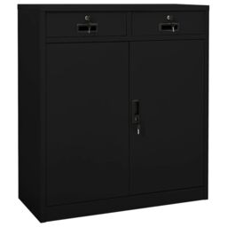 Berkfield Home Office Cabinet Black 90x40x102 cm Steel - Size: 90 x 40 x 102 cm - thumbnail 1